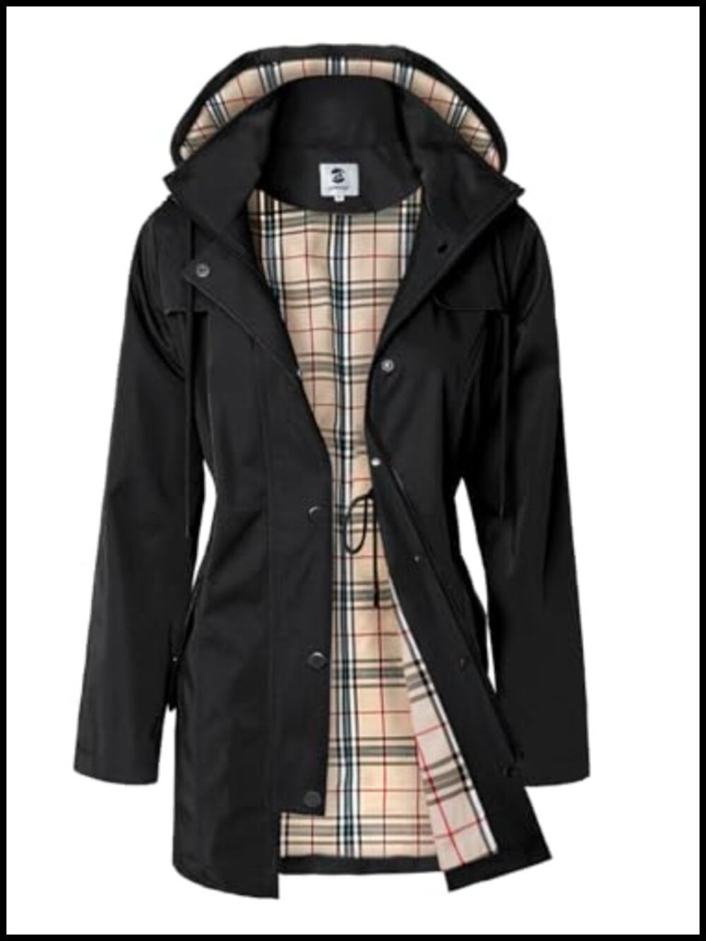 Water Resistant Polyester Long Hooded Rain Jacket Windbreaker Coat Outdoor